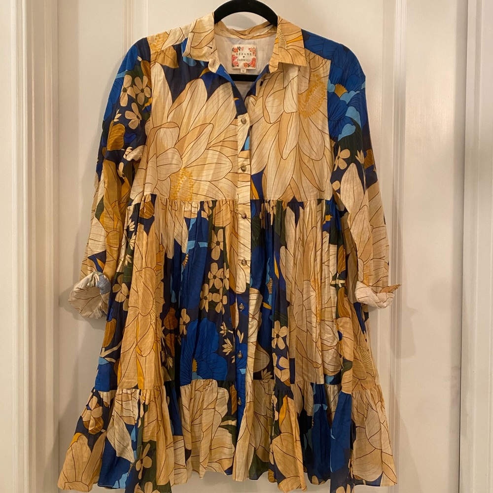 FARM Rio Blue and Yellow Floral Mini Dress